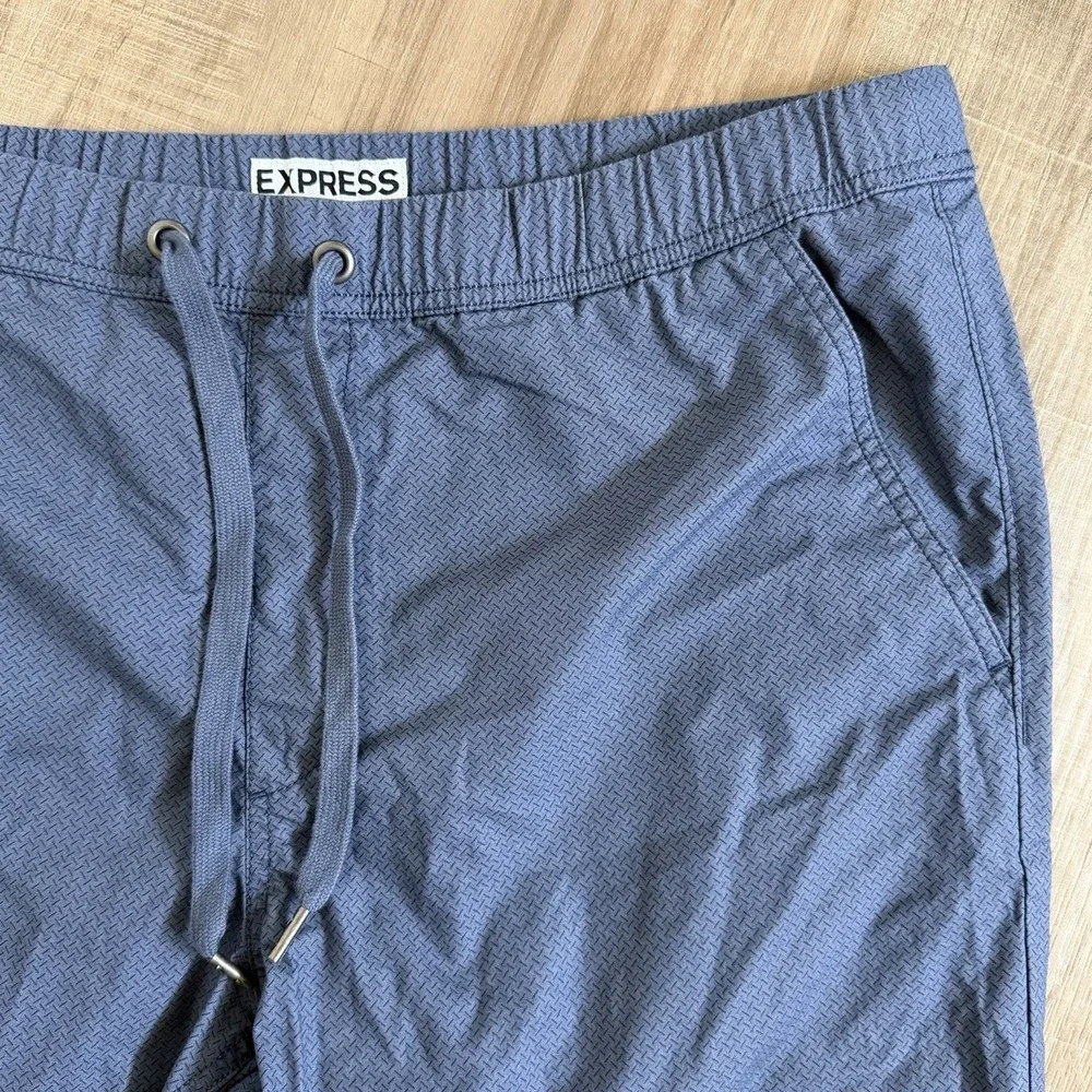 Express Men's Blue Cotton Knit‎ Jogger Pants Slim Tapered Elastic Waist 36